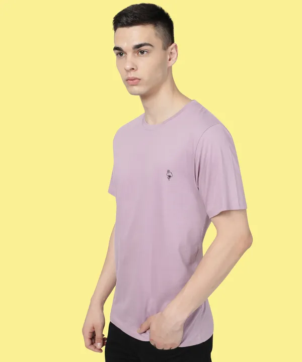 Purple_Cotton_Blend_Solid_T-Shirt_For_Men