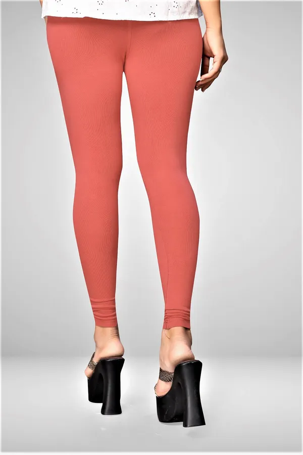 Orange_Cotton_Blend_Solid_Legging_For_Women