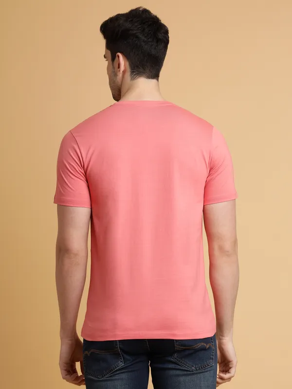 Pink_Cotton_Blend_Solid_T-Shirt_For_Men_&_Women