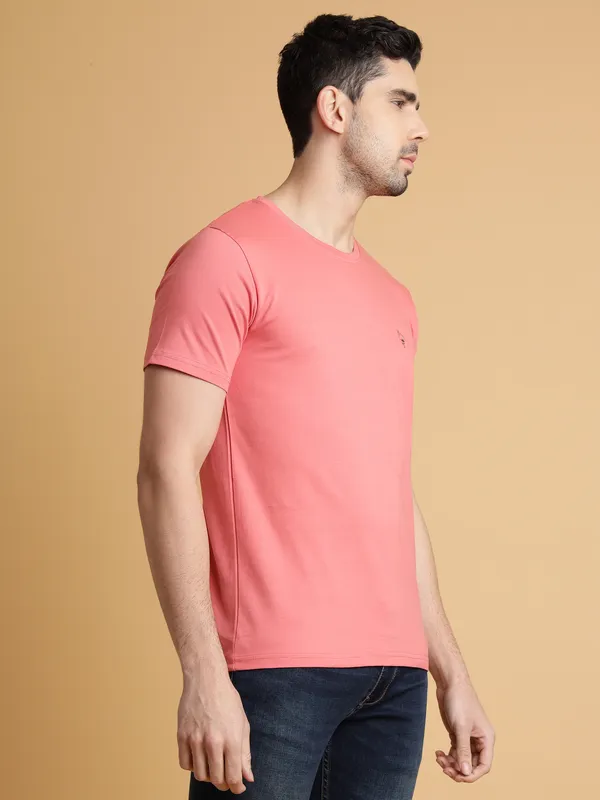 Pink_Cotton_Blend_Solid_T-Shirt_For_Men_&_Women