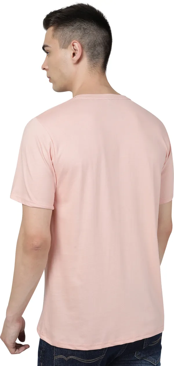 Orange_Cotton_Blend_Solid_T-Shirt_For_Men