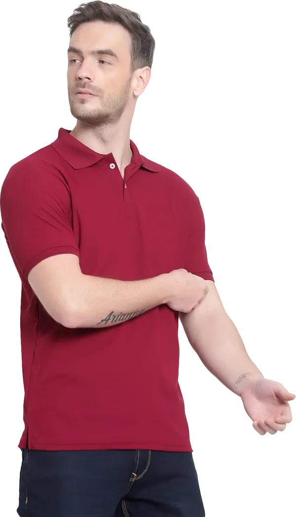 Maroon_Poly_Cotton_Solid_T-Shirt_For_Men