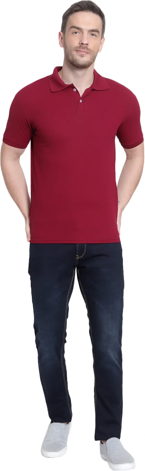 Maroon_Poly_Cotton_Solid_T-Shirt_For_Men