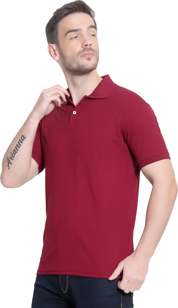 Maroon_Poly_Cotton_Solid_T-Shirt_For_Men