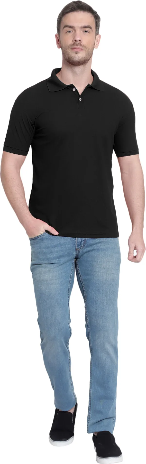 Black_Poly_Cotton_Solid_T-Shirt_For_Men