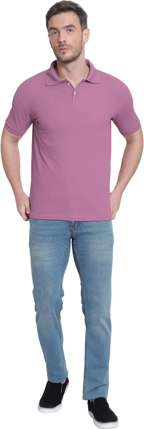Pink_Poly_Cotton_Solid_T-Shirt_For_Men