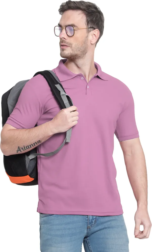Pink_Poly_Cotton_Solid_T-Shirt_For_Men