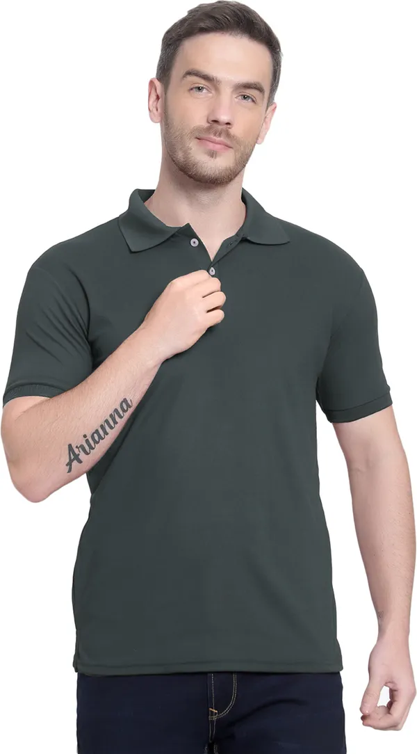 Dark_Green_Poly_Cotton_Solid_T-Shirt_For_Men