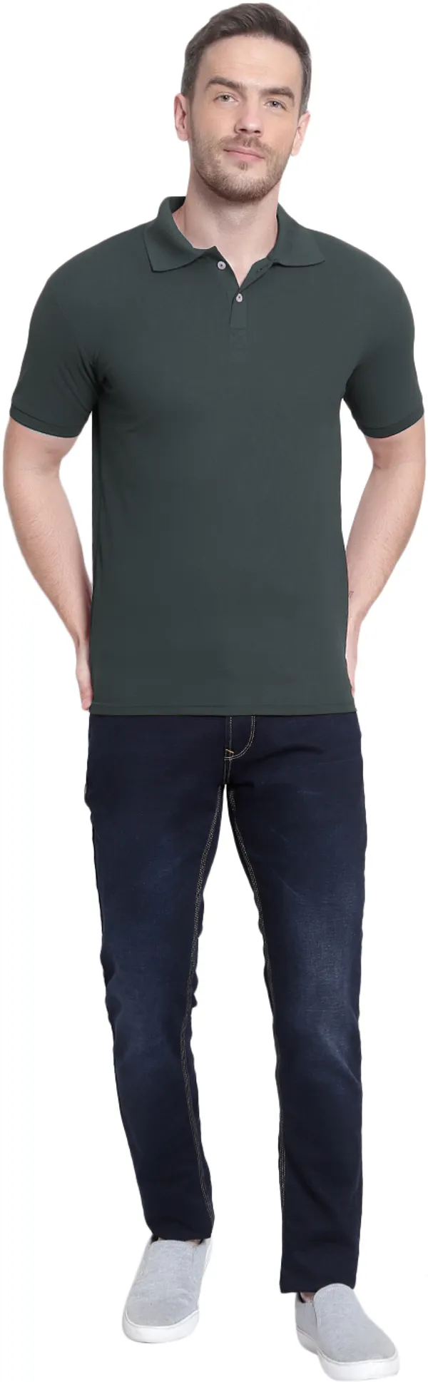 Dark_Green_Poly_Cotton_Solid_T-Shirt_For_Men