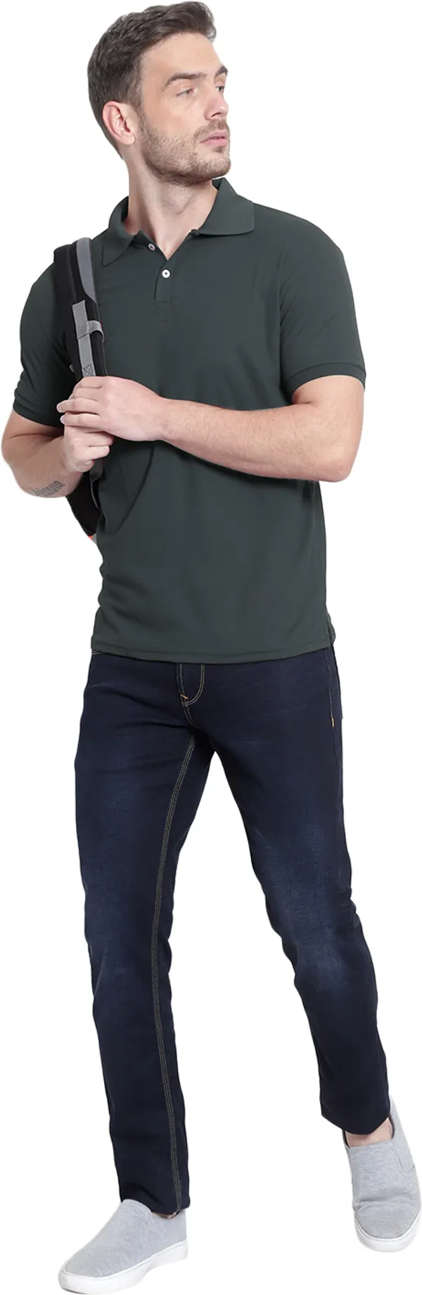 Dark_Green_Poly_Cotton_Solid_T-Shirt_For_Men