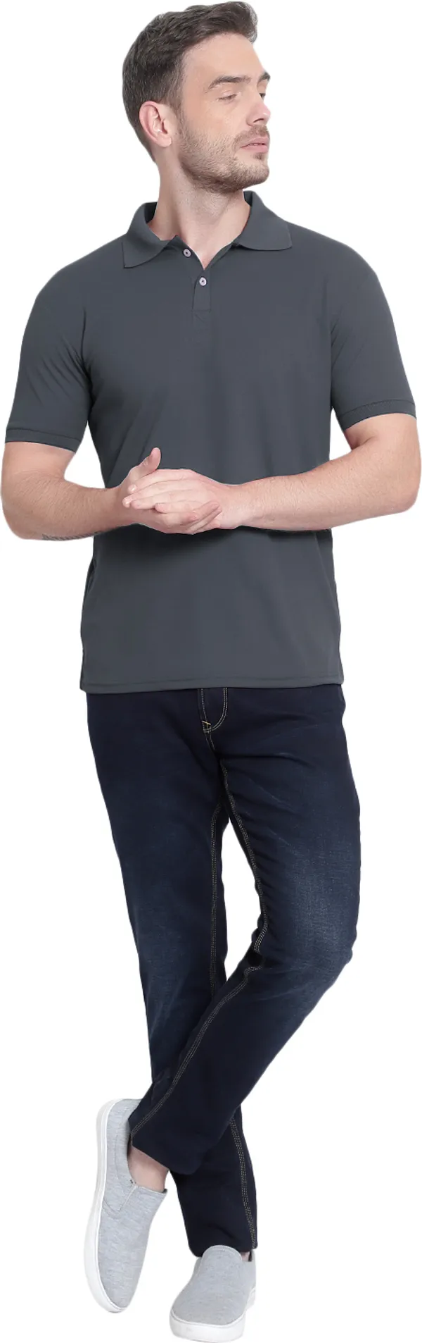Dark_Grey_Poly_Cotton_Solid_T-Shirt_For_Men