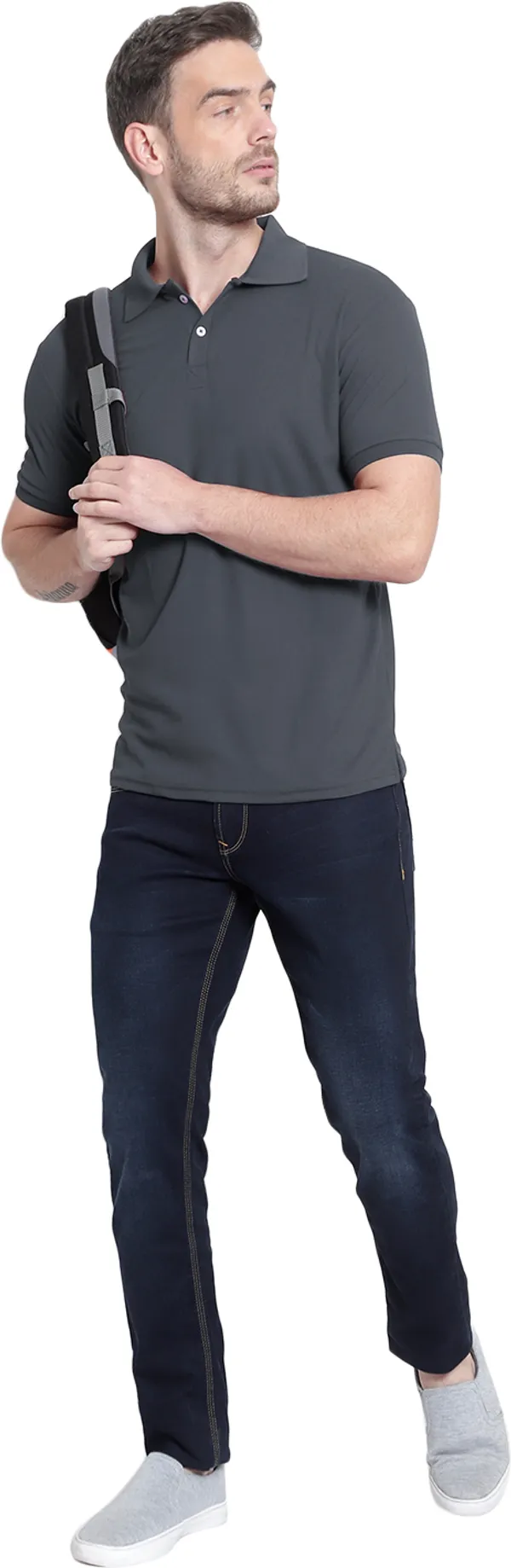 Dark_Grey_Poly_Cotton_Solid_T-Shirt_For_Men