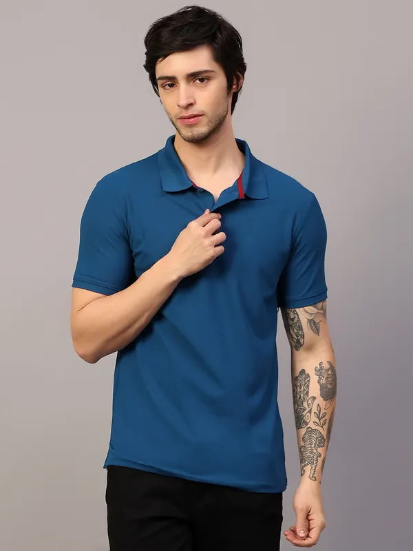 Navy_Blue_Poly_Cotton_Solid_T-Shirt_For_Men