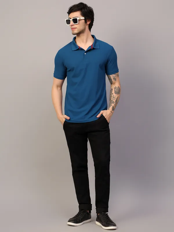 Navy_Blue_Poly_Cotton_Solid_T-Shirt_For_Men
