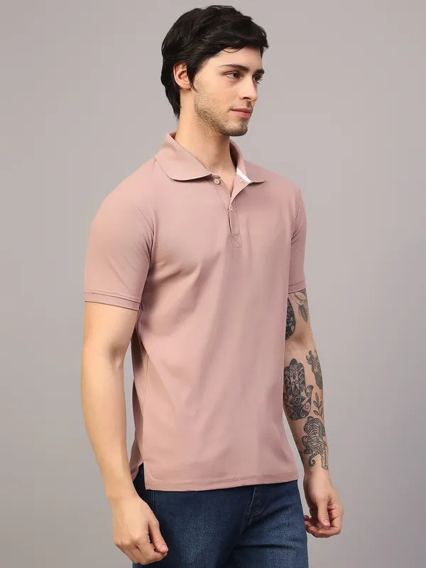 Pink_Poly_Cotton_Solid_T-Shirt_For_Men