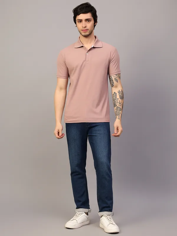 Pink_Poly_Cotton_Solid_T-Shirt_For_Men