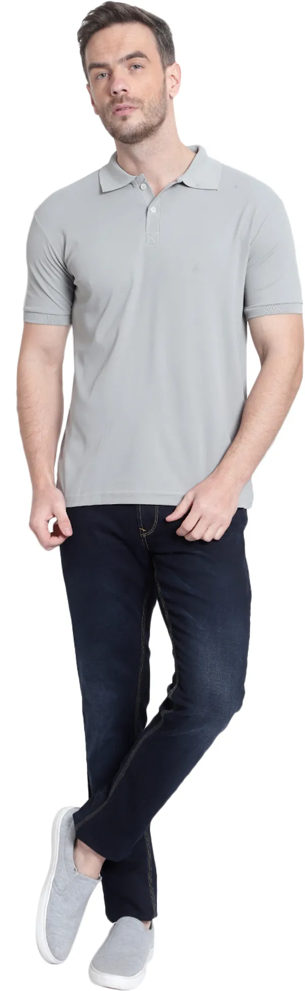 Grey_Poly_Cotton_Solid_T-Shirt_For_Men