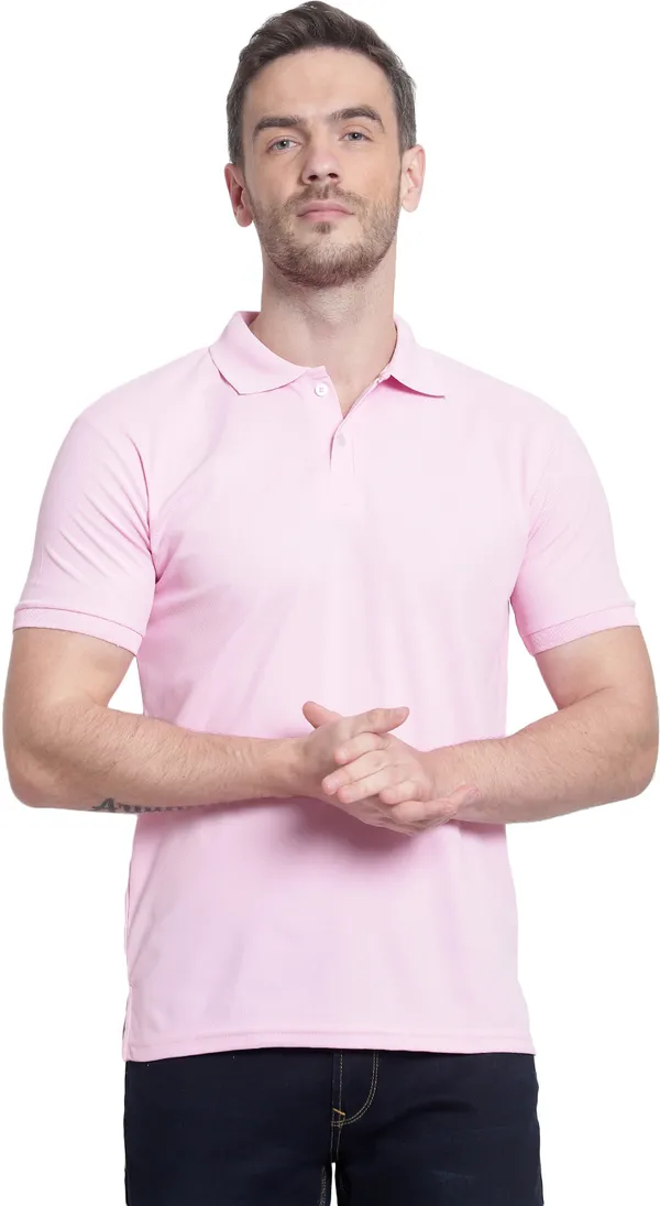 Pink_Poly_Cotton_Solid_T-Shirt_For_Men