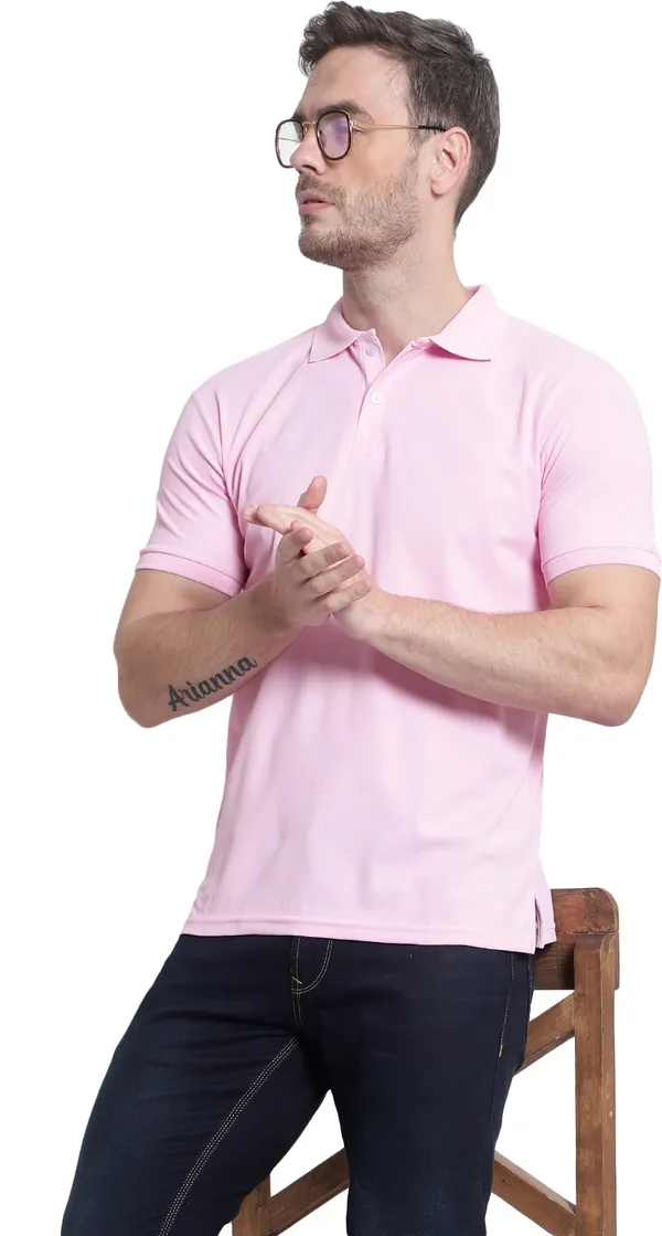 Pink_Poly_Cotton_Solid_T-Shirt_For_Men