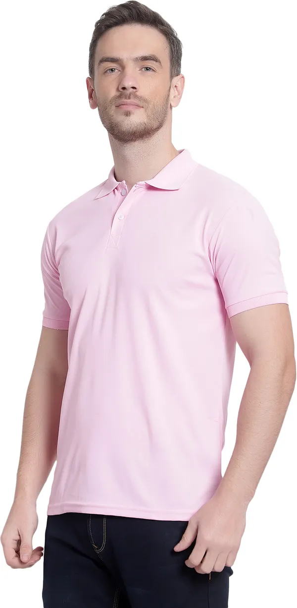 Pink_Poly_Cotton_Solid_T-Shirt_For_Men