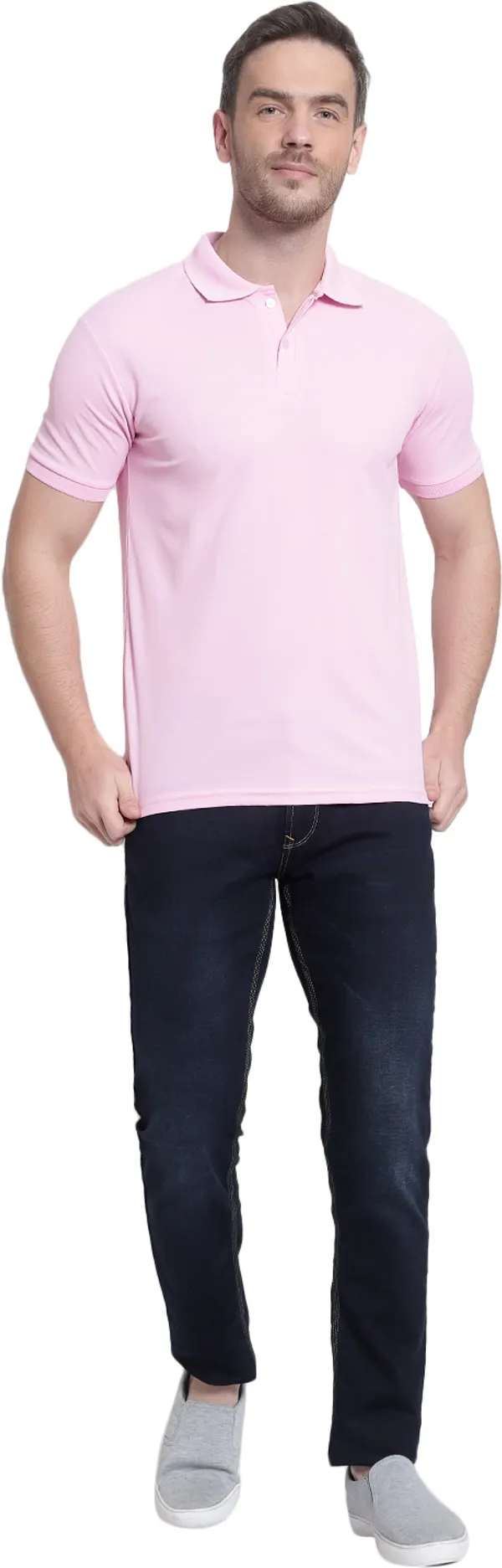 Pink_Poly_Cotton_Solid_T-Shirt_For_Men