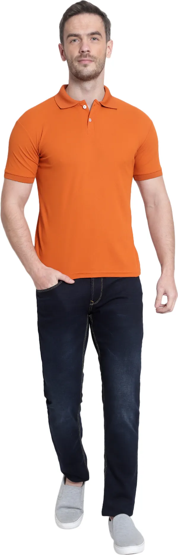 Orange_Poly_Cotton_Solid_T-Shirt_For_Men