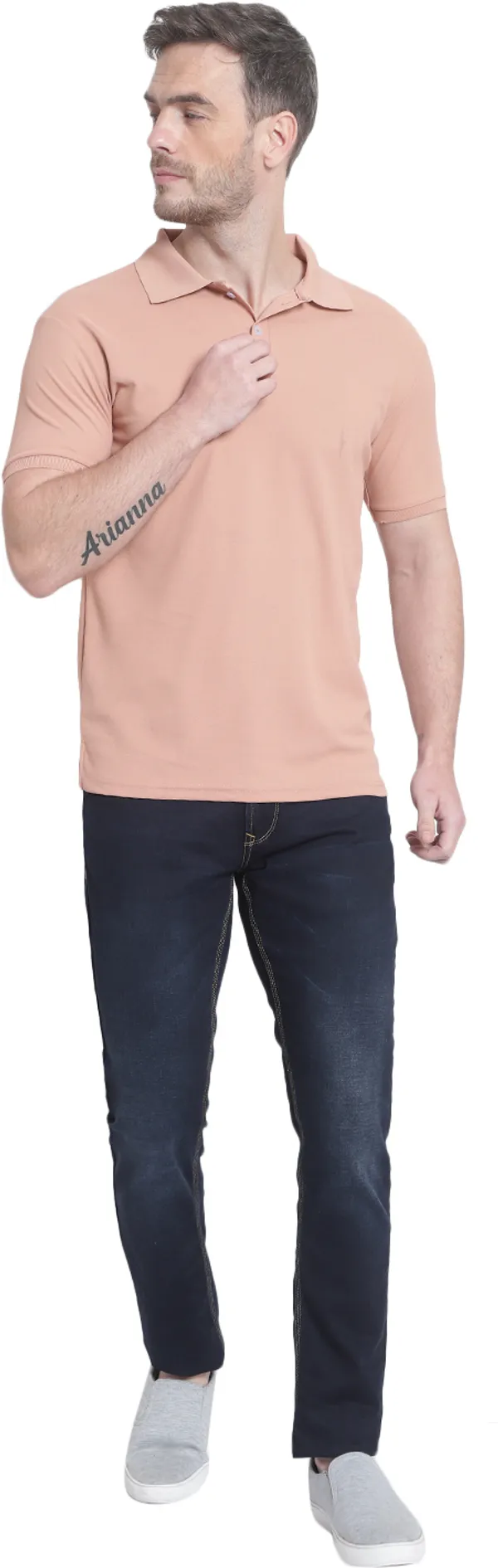 Orange_Poly_Cotton_Solid_T-Shirt_For_Men