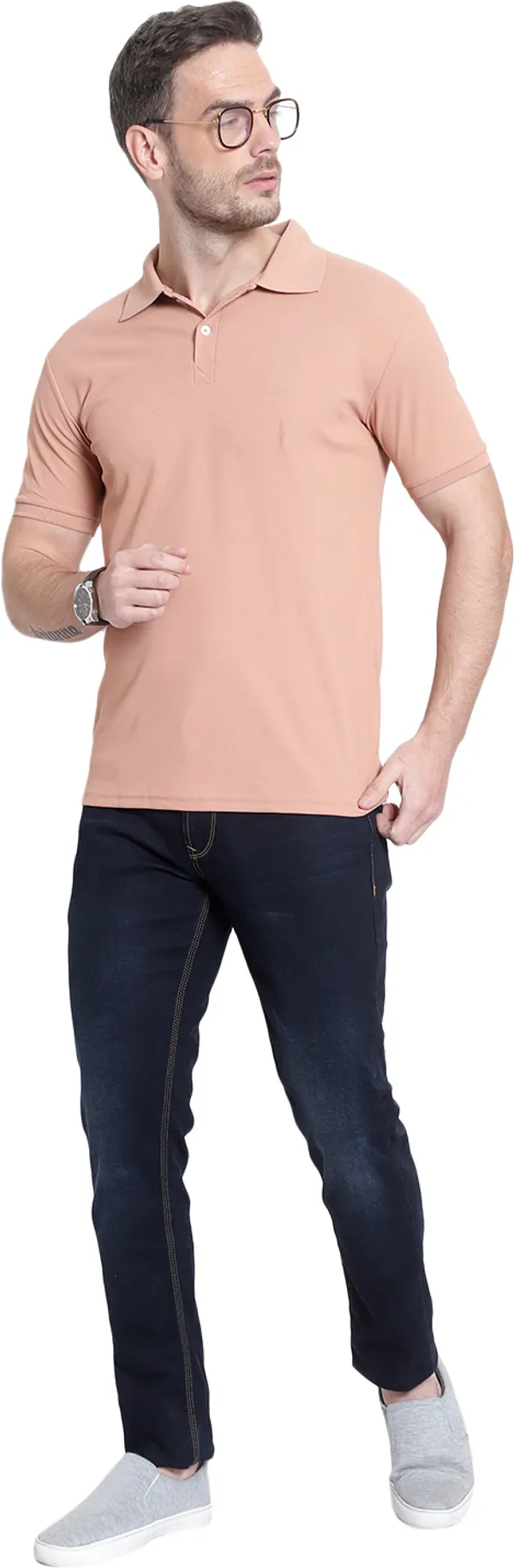 Orange_Poly_Cotton_Solid_T-Shirt_For_Men
