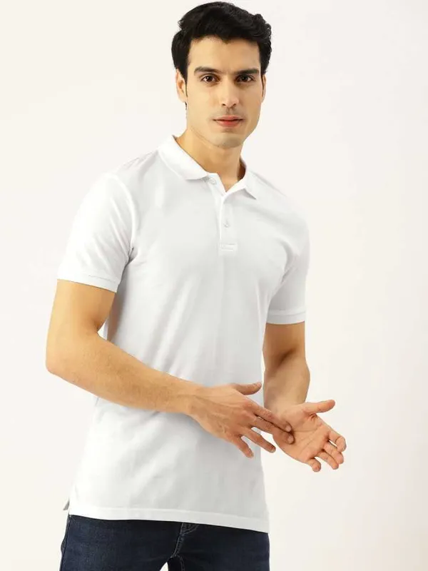 White_Poly_Cotton_Solid_T-Shirt_For_Men