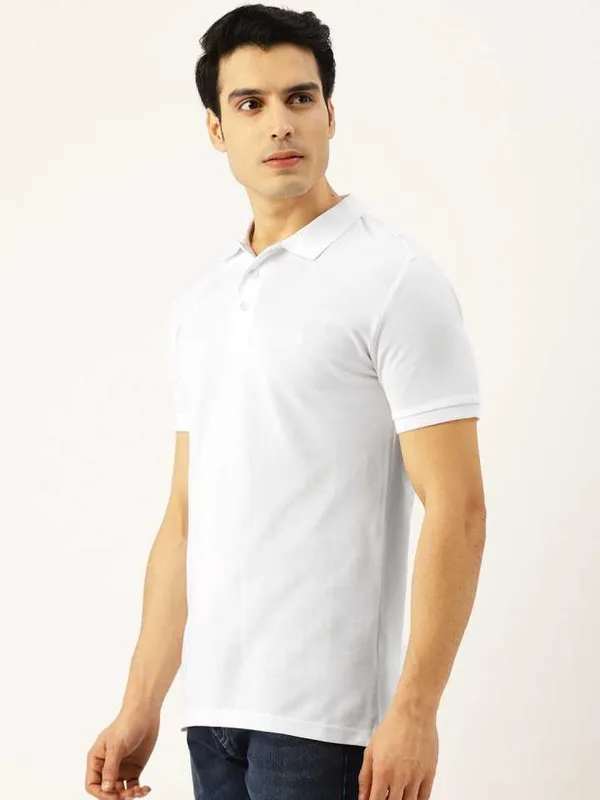 White_Poly_Cotton_Solid_T-Shirt_For_Men