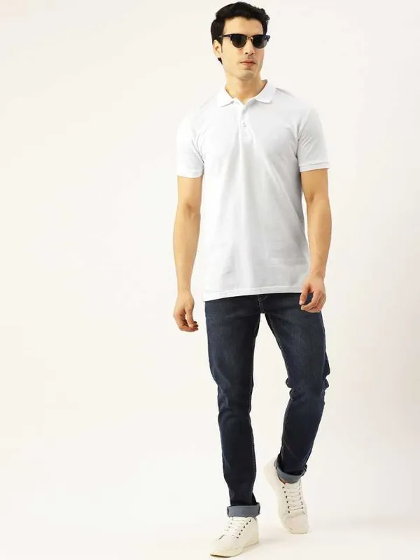 White_Poly_Cotton_Solid_T-Shirt_For_Men