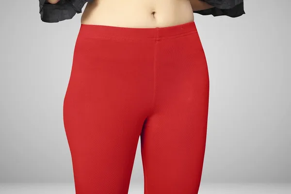 Red_Cotton_Blend_Solid_Elastic_Casual_Leggings_For_Women_&_Girl
