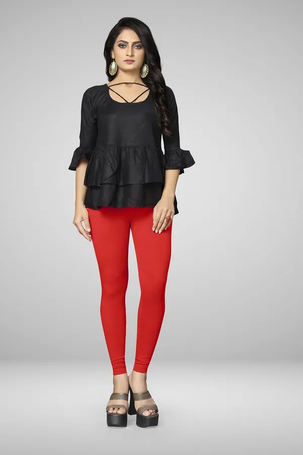 Red_Cotton_Blend_Solid_Elastic_Casual_Leggings_For_Women_&_Girl