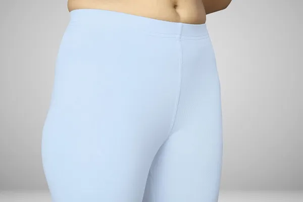 Light_Blue_Cotton_Blend_Solid_Elastic_Casual_Leggings_For_Women_&_Girl