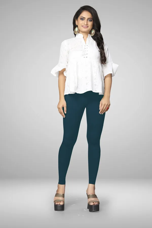 Dark_Blue_Cotton_Blend_Solid_Elastic_Casual_Leggings_For_Women_&_Girl
