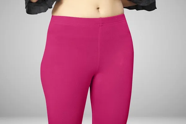 Deep_Pink_Cotton_Blend_Solid_Elastic_Casual_Leggings_For_Women_&_Girl