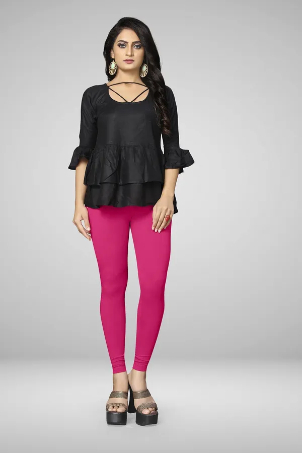 Deep_Pink_Cotton_Blend_Solid_Elastic_Casual_Leggings_For_Women_&_Girl