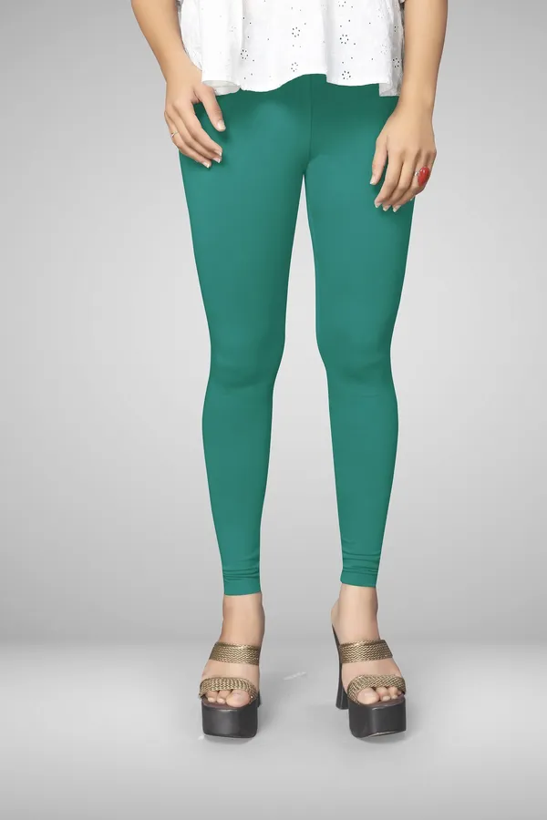 Green_Cotton_Blend_Solid_Elastic_Casual_Leggings_For_Women_&_Girl