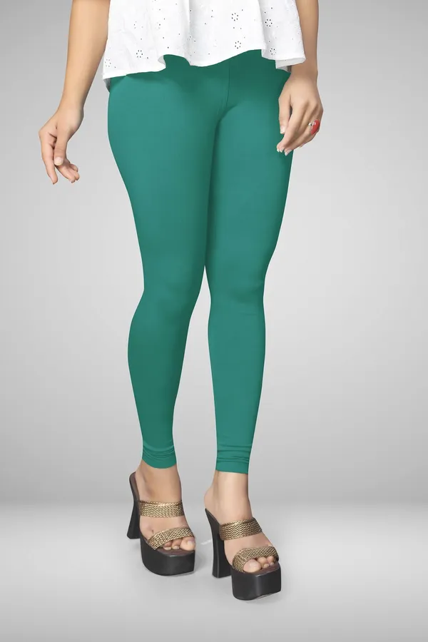 Green_Cotton_Blend_Solid_Elastic_Casual_Leggings_For_Women_&_Girl