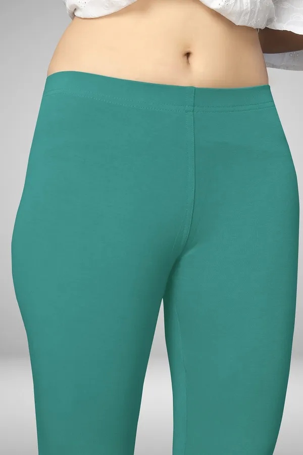 Green_Cotton_Blend_Solid_Elastic_Casual_Leggings_For_Women_&_Girl