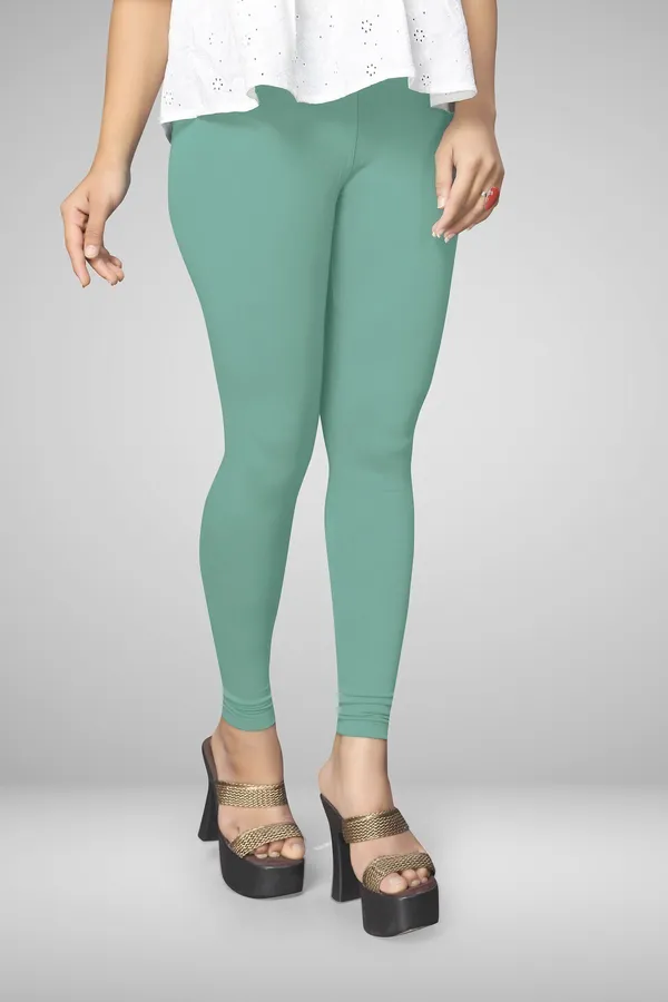 Light_Green_Cotton_Blend_Solid_Elastic_Casual_Leggings_For_Women_&_Girl