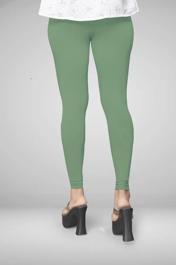 Light_Green_Cotton_Blend_Solid_Elastic_Casual_Leggings_For_Women_&_Girl