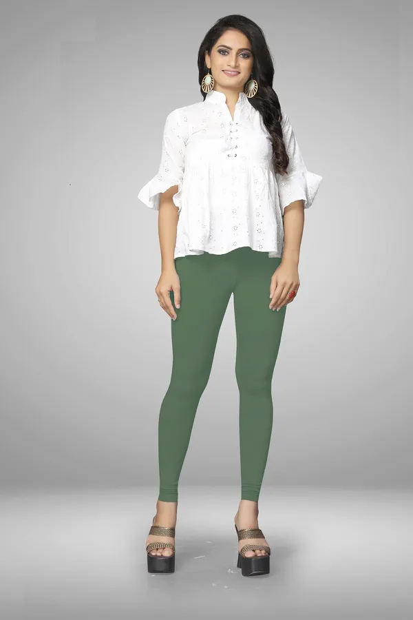 Green_Cotton_Blend_Solid_Elastic_Casual_Leggings_For_Women_&_Girl