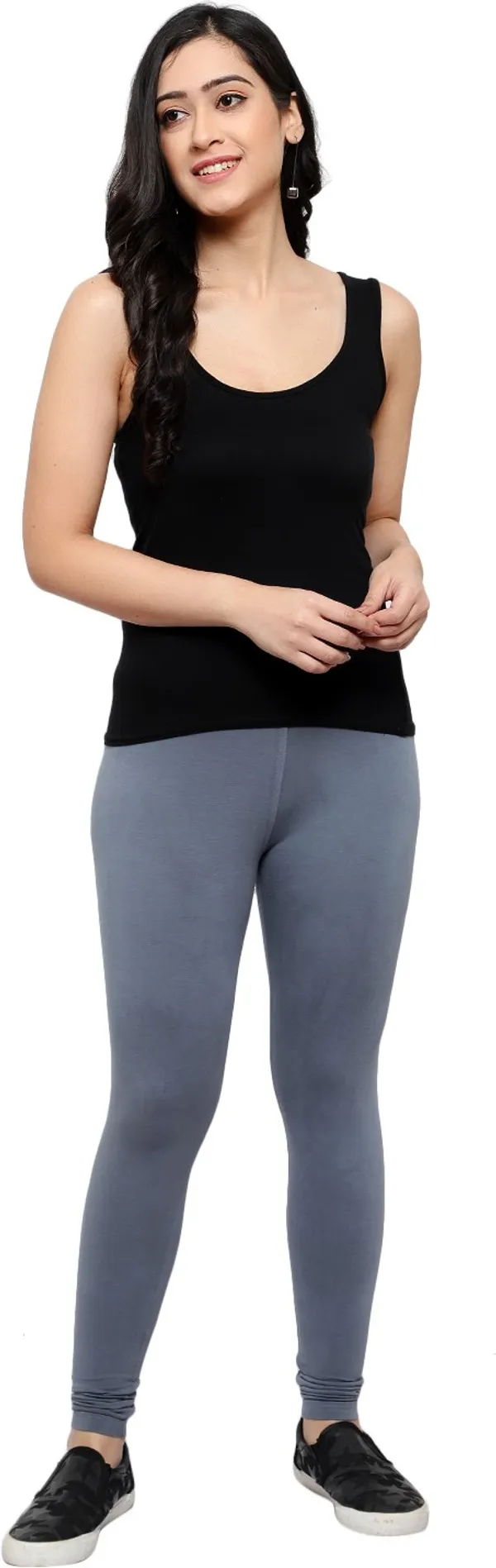 Grey_Cotton_Blend_Solid_Elastic_Casual_Leggings_For_Women_&_Girl