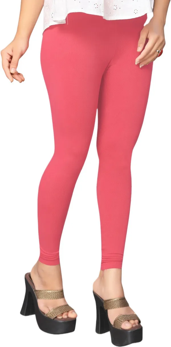 Pink_Cotton_Blend_Solid_Elastic_Casual_Leggings_For_Women_&_Girl