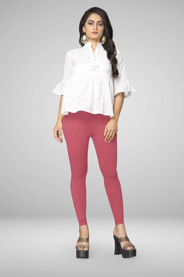 Pink_Cotton_Blend_Solid_Elastic_Casual_Leggings_For_Women_&_Girl
