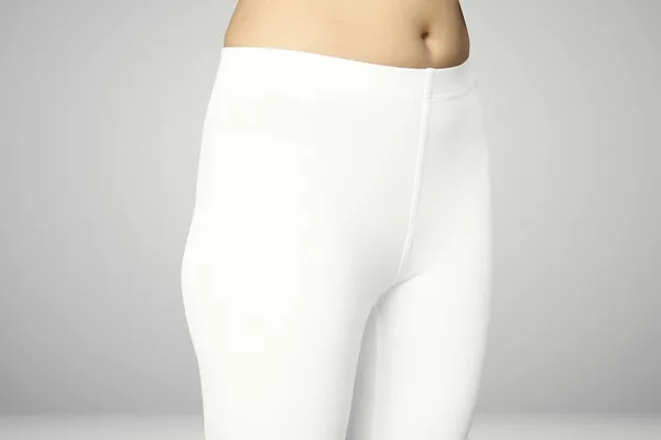 White_Cotton_Blend_Solid_Elastic_Casual_Leggings_For_Women_&_Girl
