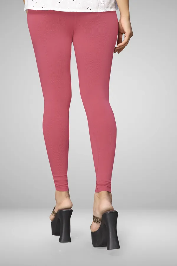 Peach_Cotton_Blend_Solid_Elastic_Casual_Leggings_For_Women_&_Girl