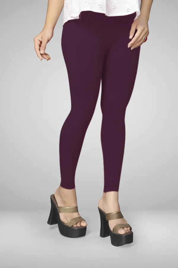 Purple_Cotton_Blend_Solid_Elastic_Casual_Leggings_For_Women_&_Girl