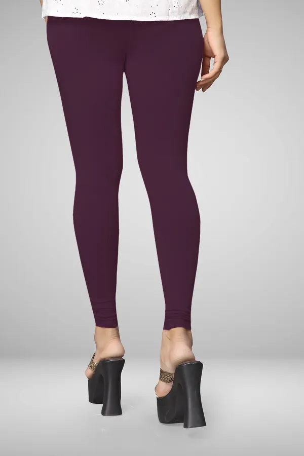 Purple_Cotton_Blend_Solid_Elastic_Casual_Leggings_For_Women_&_Girl